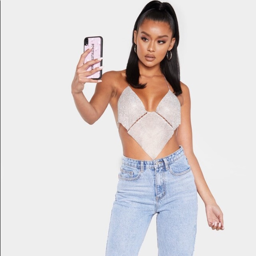 Silver Diamante Triangle Bralet